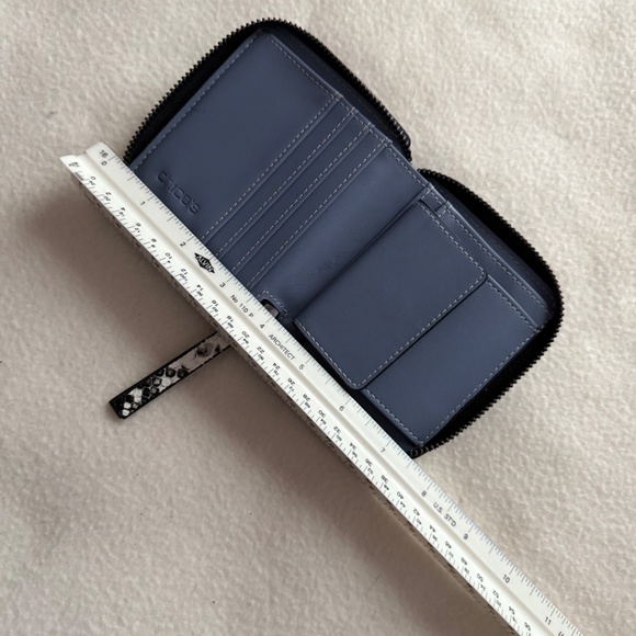 Chico's Wallet - blue, white, black, reptile embossed, square, zippered - Picture 4 of 4